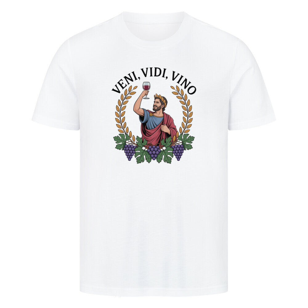 „Veni, Vidi, Vino Premium T-Shirt, lustiges Wein Party Shirt für Männer und Frauen, bequemes Baumwollshirt, Geschenkidee, HigherBlanks Design, FiestaVida“
